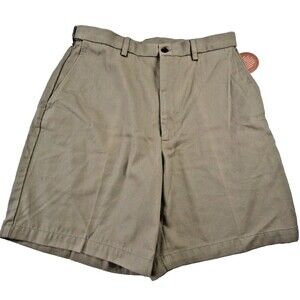 Haggar Men's Shorts 34 NWT Brown 100% Cotton Pleated Front Expandable Waist